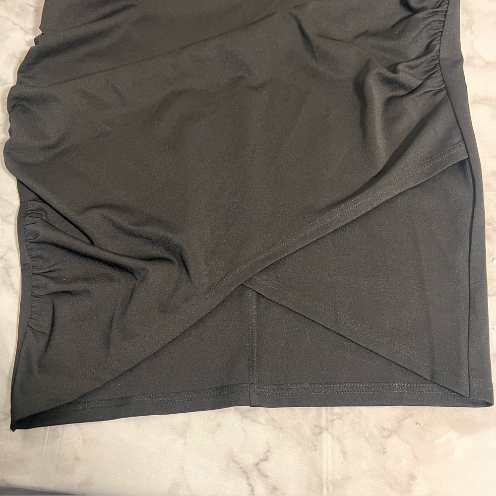 Grace Karin Black Ruched Wrap Cocktail Dress M NWT Double Strap Bodycon - Picture 7 of 11